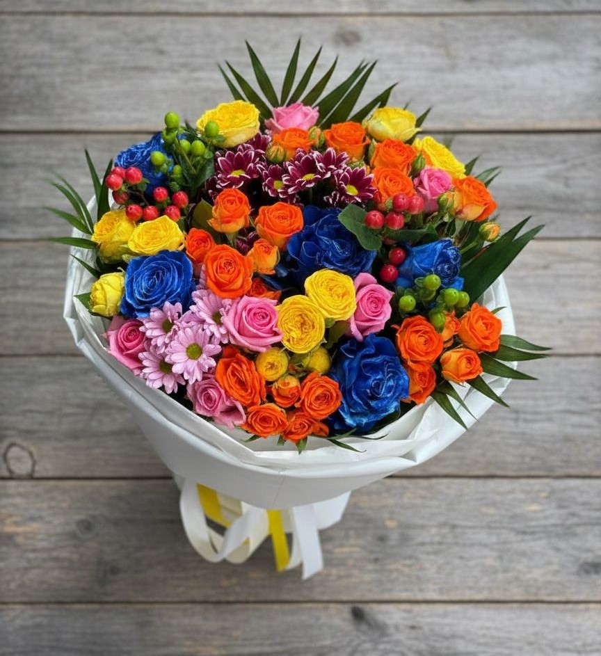 Букет цветов из: Розы и Хризантемы в Нижнекамске