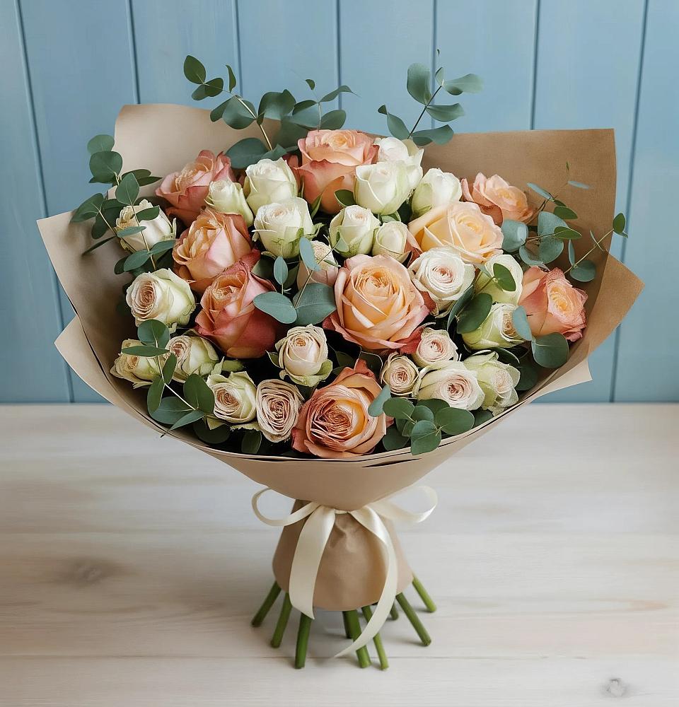 Букет цветов из: Альстромерии и Розы в Нижнекамске