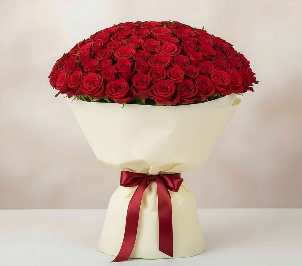 Букет 101 Красная роза Милано в Нижнекамске
