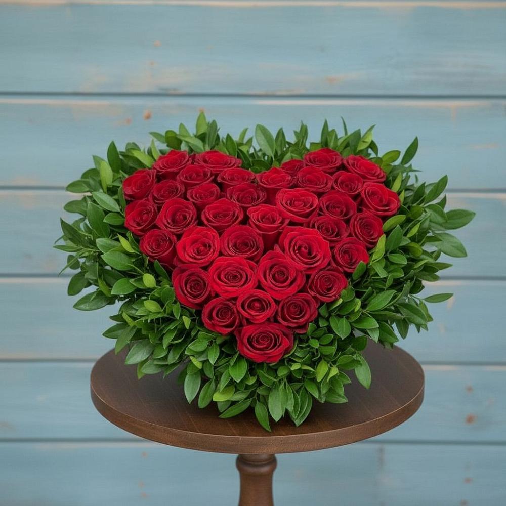 Цветочная композиция из Розы в виде сердца в Нижнекамске