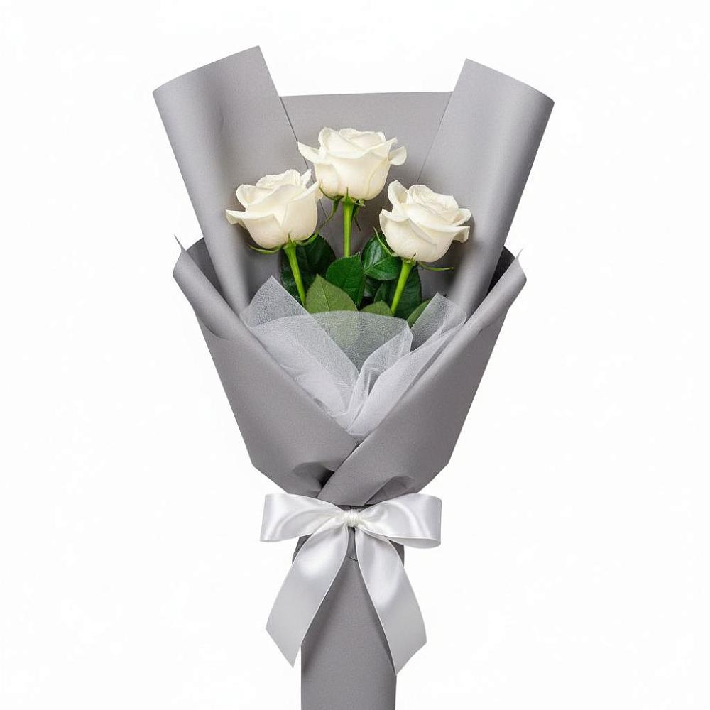 Букет 3 белые розы в Нижнекамске