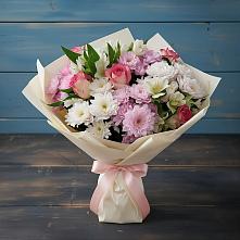 Букет цветов из:  Хризантемы, Альстромерии и Розы в Нижнекамске