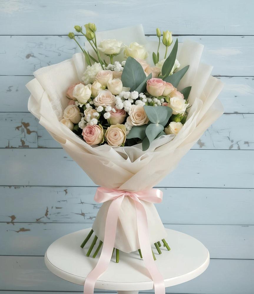 Букет цветов из: Розы и Лизиантусы в Нижнекамске