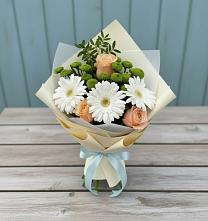 Букет цветов из:  Герберы, Розы и Хризантемы #REPLACE_PRED# Нижнекамске
