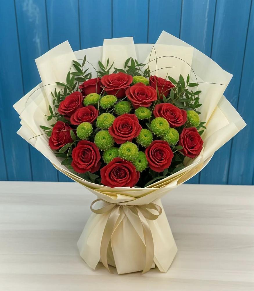 Букет цветов из: Розы и Хризантемы в Нижнекамске